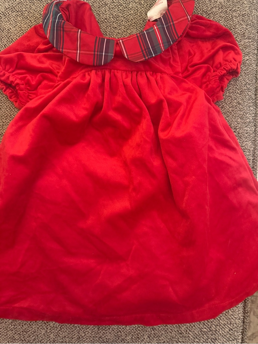 Max Studio Kids Red Dress with Plaid Trim